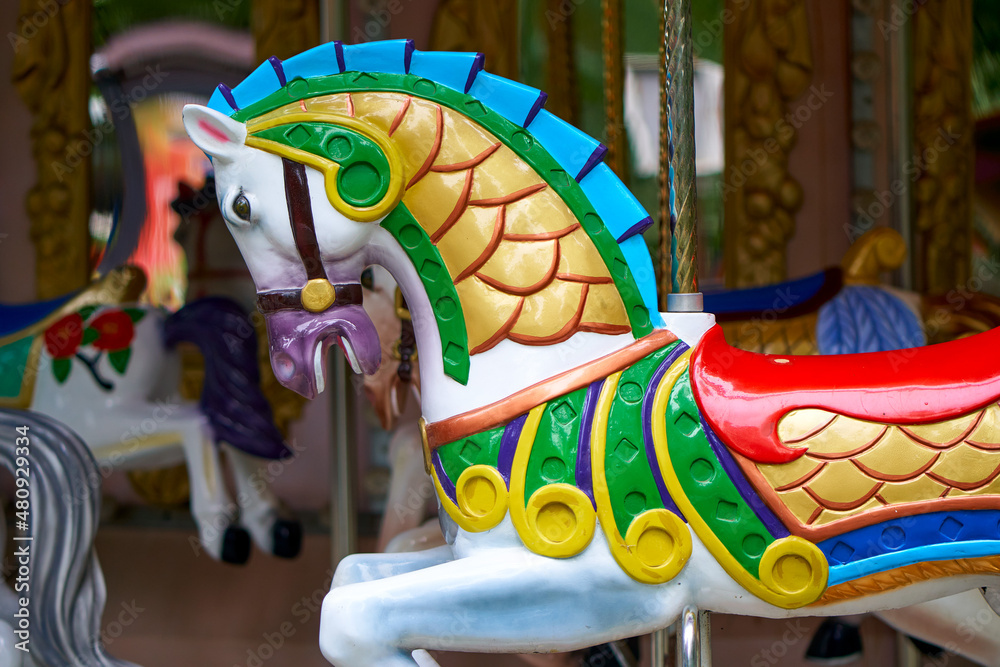 Carousel horse in the park.