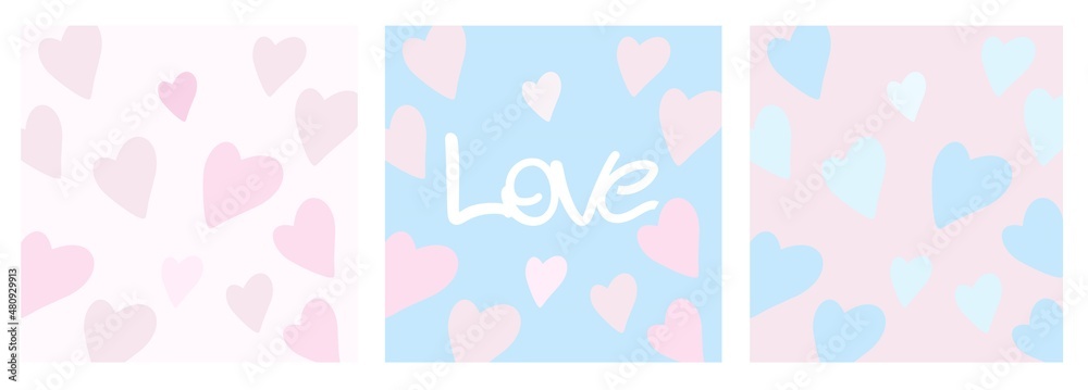 Abstraction in delicate pastel colors with heart print