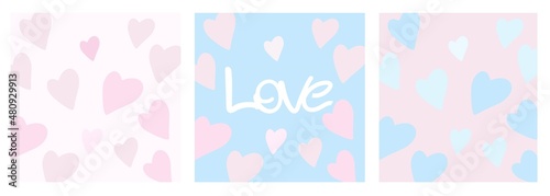 Abstraction in delicate pastel colors with heart print