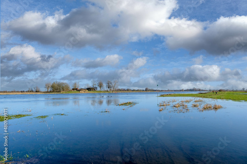 High water River IJssel near Hattem, Gelderland province, The Netherlands