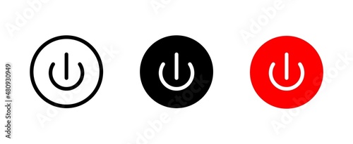 Power and shutdown icon. Button switch for start-stop control. Vector illustration isolated on white background