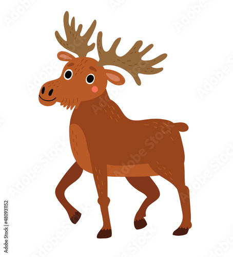 Elk. Vector illustration. Full length elk 