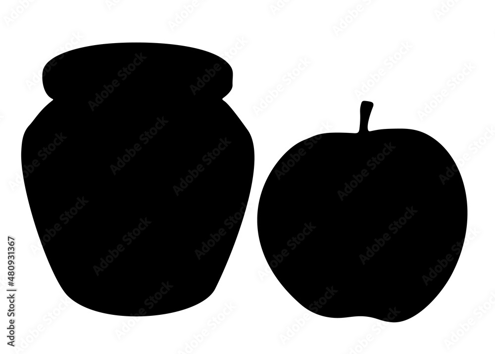 Apple and a jar in a set. Vector image. Apple and a jar in a set. Vector image.