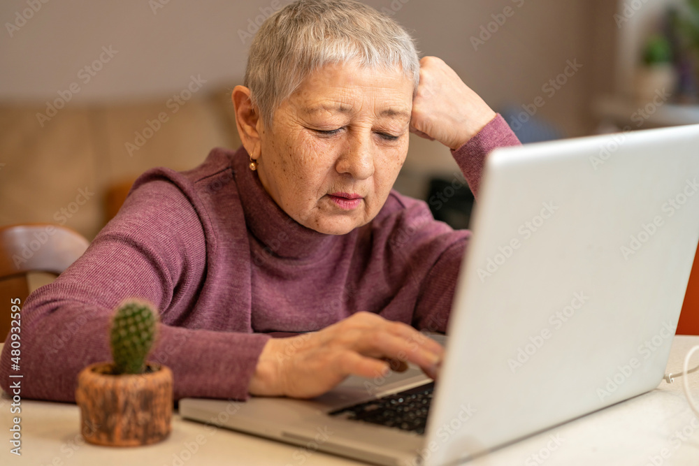 woman sitting in front of a laptop communicating online through social networks. woman sitting in front of a laptop communicating online through social networks.