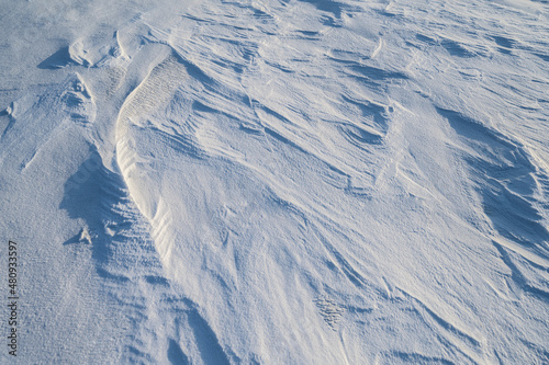 Natural abstract background. Snow surface.