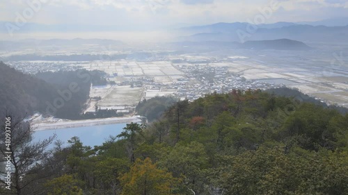 京都　亀岡　山　雪　町　空撮　4K　冬