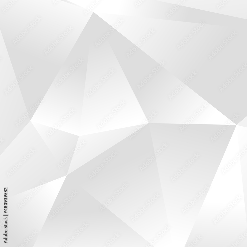 Abstract white geometric background. Modern minimalist design. Vector illustration with triangles and lines. Monochrome light 3d futuristic design with polygonal  shapes in white and gray gradient