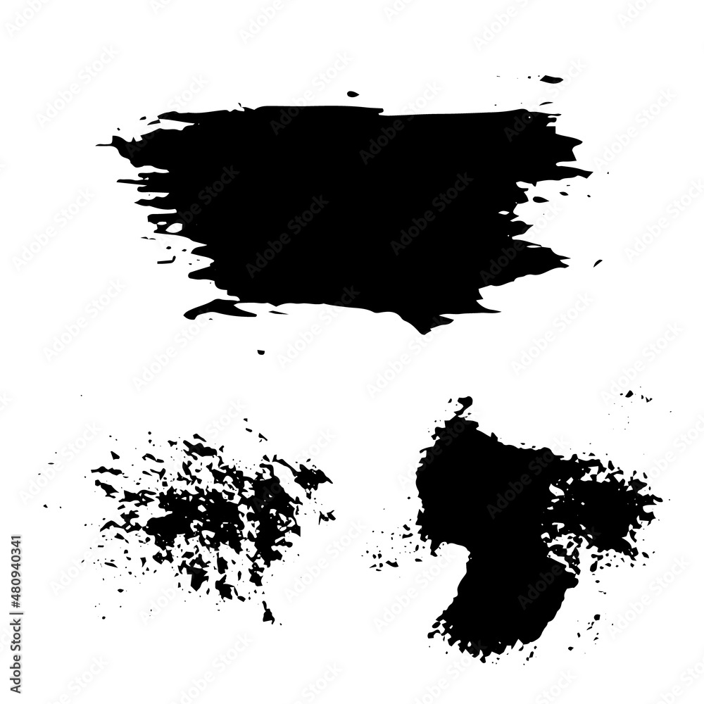 Set of thick brushstrokes. Vector