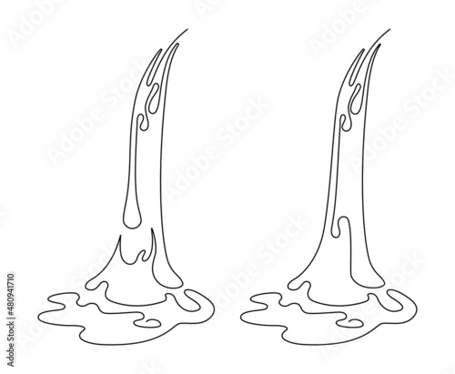 Stream of water, waterfall, flowing water. Continuous line drawing. Vector illustration