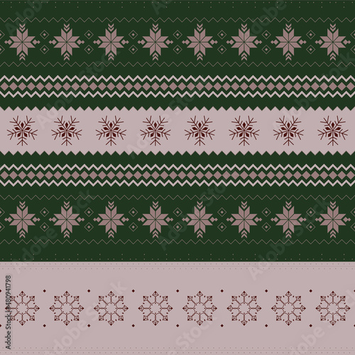 Snow Nordic Stripe Digital Papers, Seamless Patterns, Winter Crystals Design Illustration, 12 inches