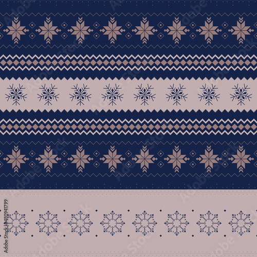 Snow Nordic Stripe Digital Papers, Seamless Patterns, Winter Crystals Design Illustration, 12 inches