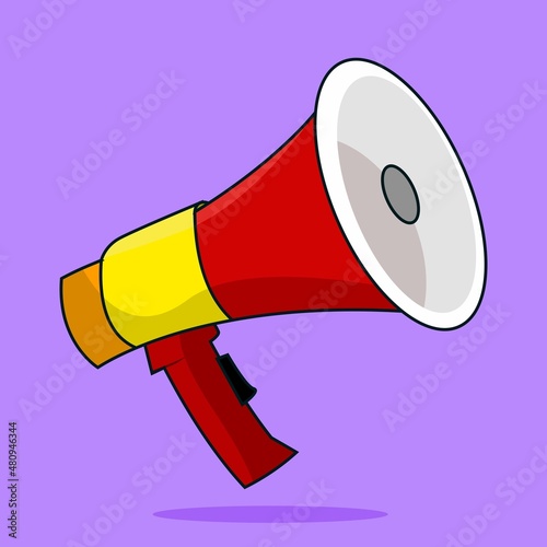 Cartoon illustration of megaphone announcing for promotion