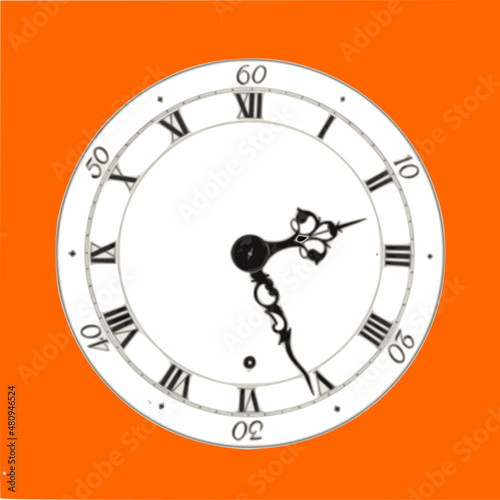 clock isolated on orange