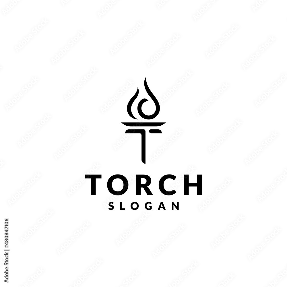 simple minimal torch logo in line art style simple minimal torch logo in line art style