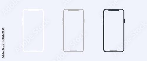 Phone mockup. Minimalist modern colored smartphones icon. Vector illustration