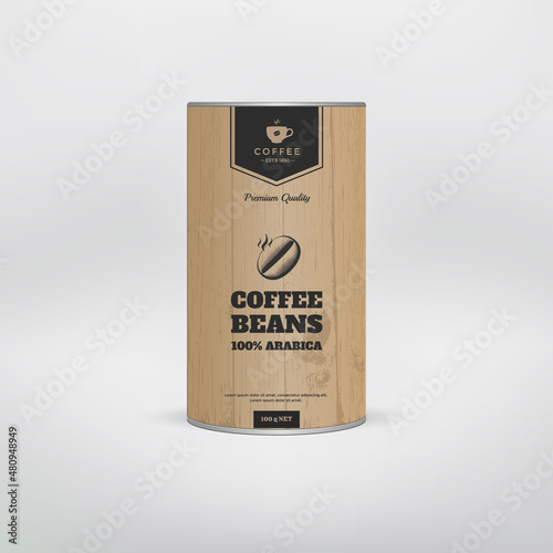 Coffee beans Packaging design. Vector package for cafe.