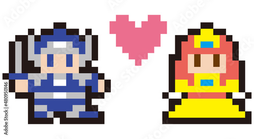 RPG風ドット絵　勇者と王女