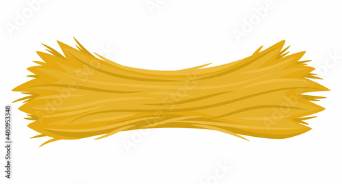 Yellow hay bunch icon isolated on white background. Vector mown field grass bundle illustration. Farm concept. Straw heap flat picture..