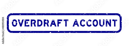 Grunge blue overdraft account word square rubber seal stamp on white background