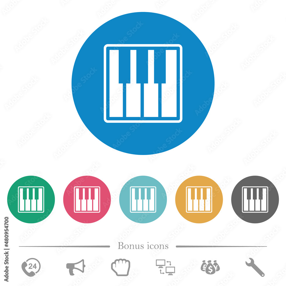 Obraz premium Piano keyboard alternate flat round icons