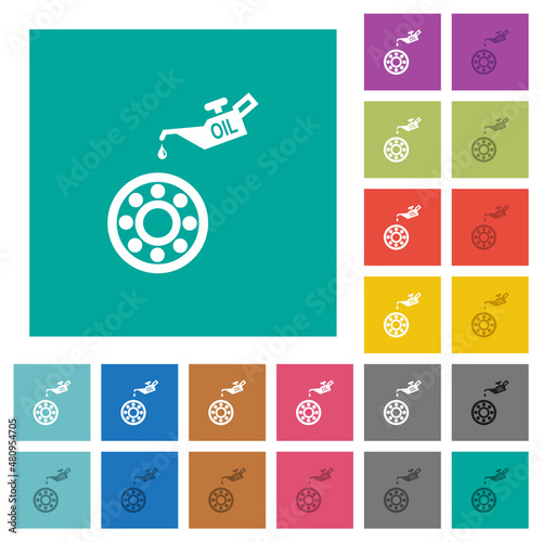 Oiler can and bearings square flat multi colored icons