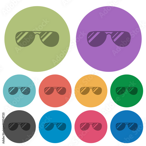 Aviator sunglasses with glosses color darker flat icons