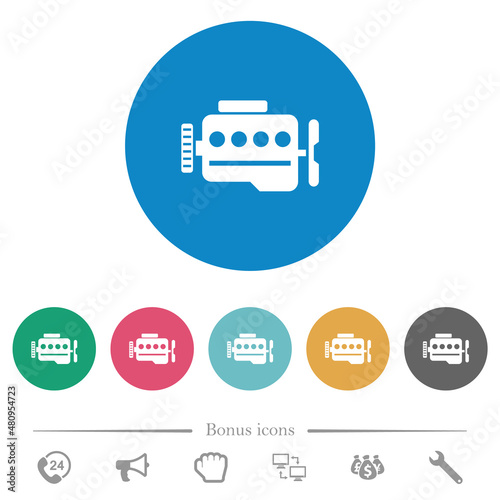 Check engine symbol flat round icons