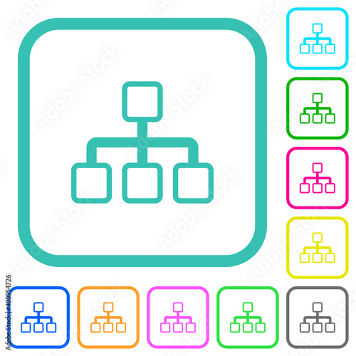 Network outline vivid colored flat icons
