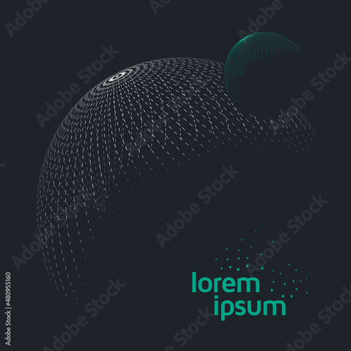 Graphic line dot planet. Space background poster. Vector