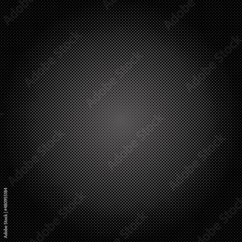Black and grey halftone dots background. Vector marketing backdrop.