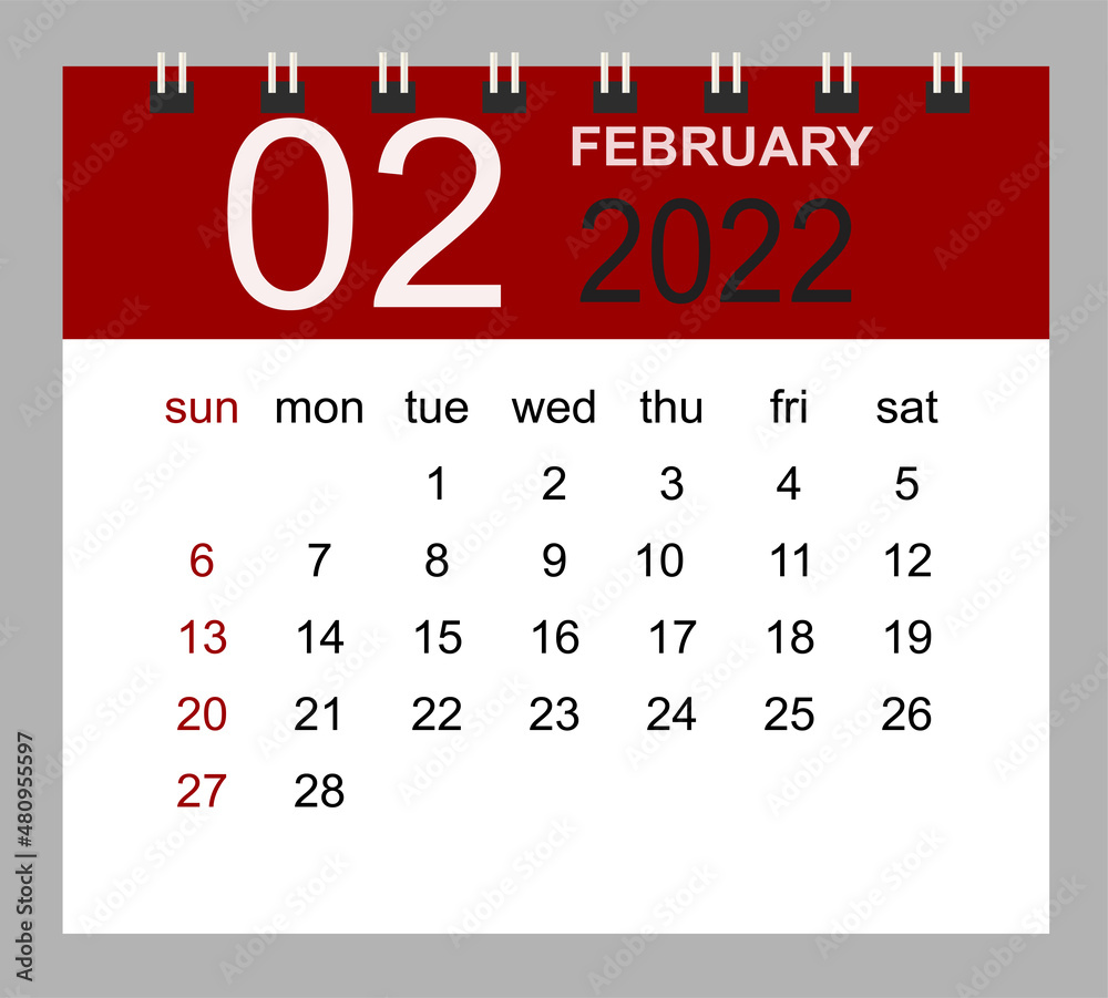 February 2022 Vector Monthly Calendar Template 2022 Year In Simple february-2022-vector-monthly-calendar-template-2022-year-in-simple