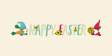 Happy easter gnomes with text on centre