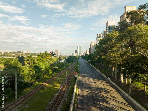Foto aérea da Marginal Pinheiros sentido Marginal Tiete, em São Paulo