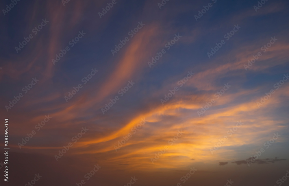 Obraz premium Russia. The South of Eastern Siberia. Gloomy sunset clouds in the evening summer sky over the mountain ranges of Eastern Sayan.