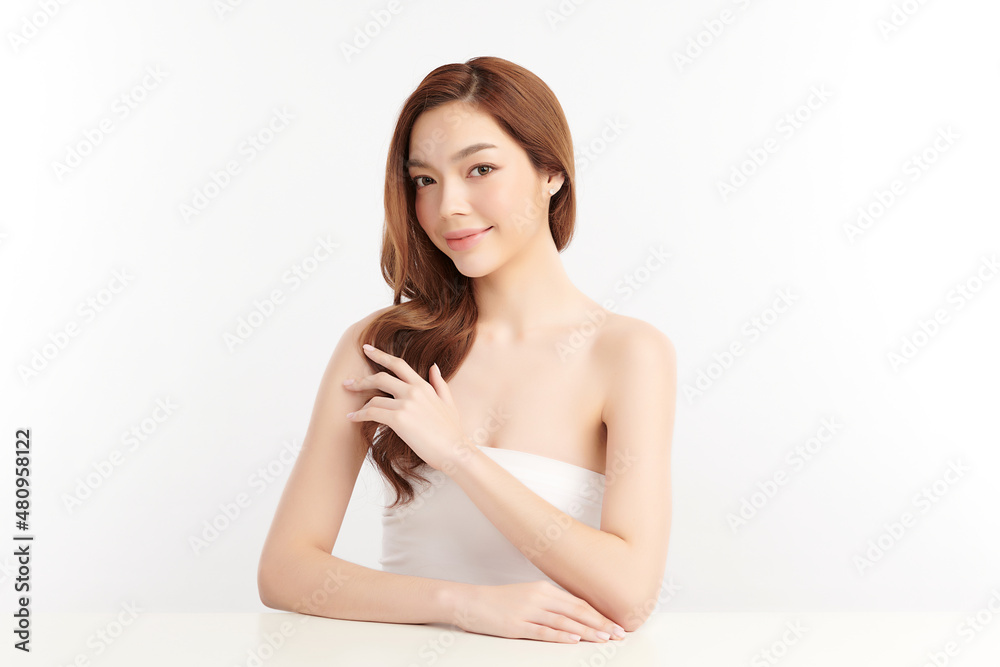 Beautiful young asian woman with clean fresh skin on white background, Face care, Facial treatment, Cosmetology, beauty and spa, Asian women portrait. Beautiful young asian woman with clean fresh skin on white background, Face care, Facial treatment, Cosmetology, beauty and spa, Asian women portrait.