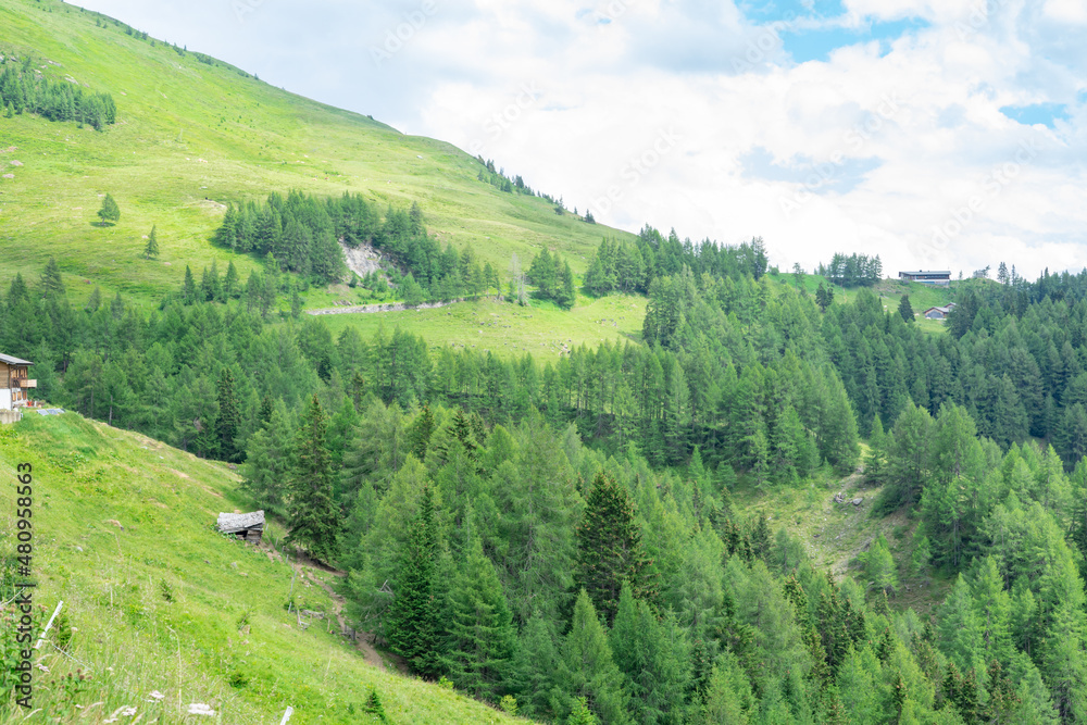 Obraz premium Alpine mountains in Austria. Grosglockner road in fog