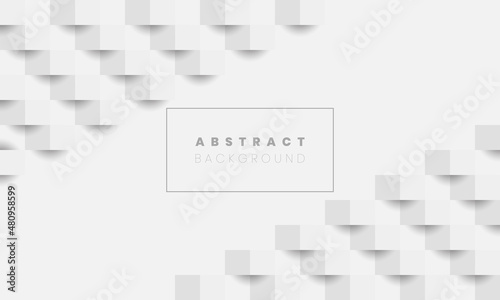 White abstract modern rectangle tile texture background. 3D minimal contemporary origami paper art style with square rectangles geometric shapes and shadows, copy space. EPS10 illustration vector.