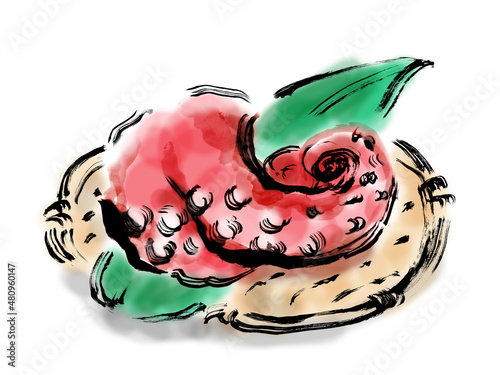 たこ足　和風手描き筆描きイラスト素材