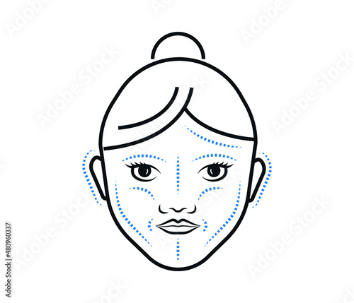 facial wrinkles. Cosmetic surgery. face treatment Facelift.
