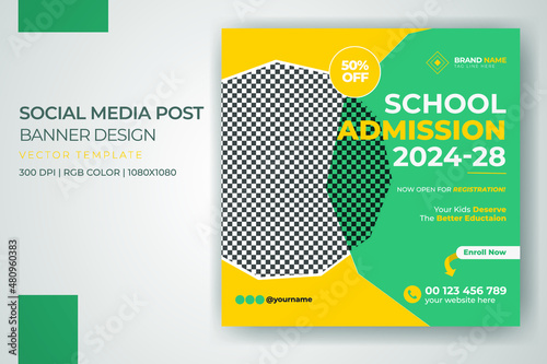 Back to school admission banner world education day social media post vector template design