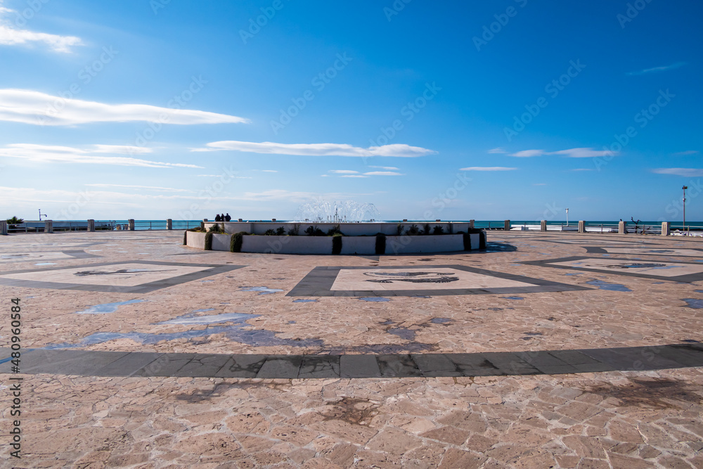 Fototapeta premium Winter seascape in Ostia beach along the Roman coast (Rome, Italy).