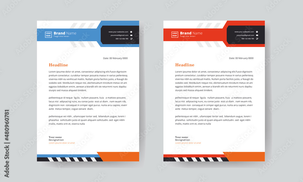 Letter Head Design, Business latter head Pad Design. a4 size and unique shape template Letter Head Design, Business latter head Pad Design. a4 size and unique shape template