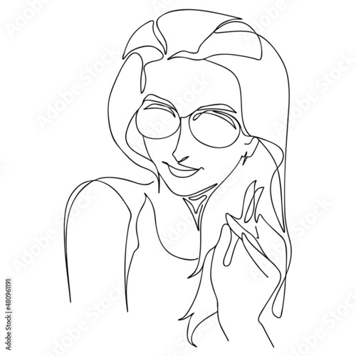 Abstract female woman, drawing with one continuos line. Fashion art