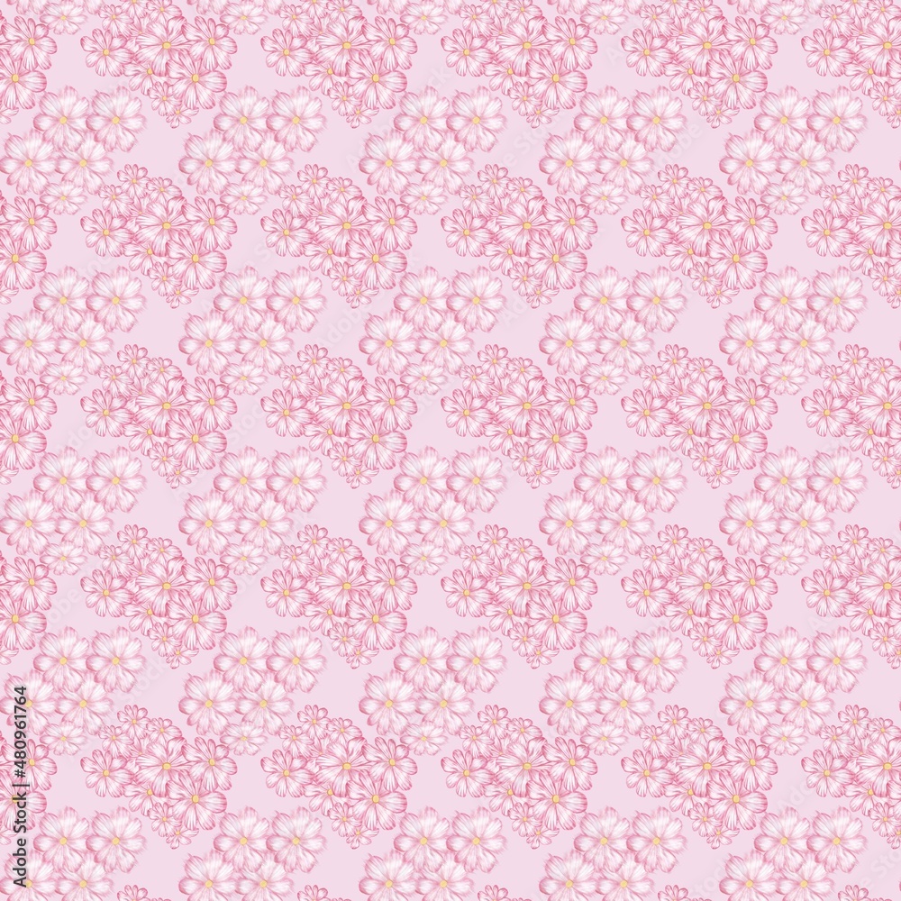 pink flowers pattern seamless  with pink background.