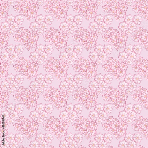 pink flowers pattern seamless  with pink background. © Siamsmilesay