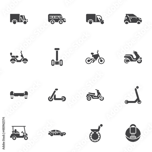 Electric transport vector icons set