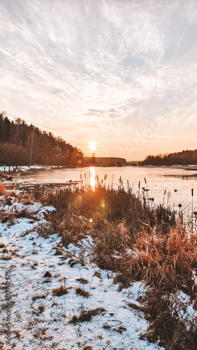 sunset over the river