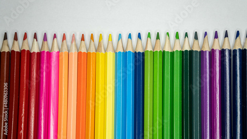 color pencils on white background