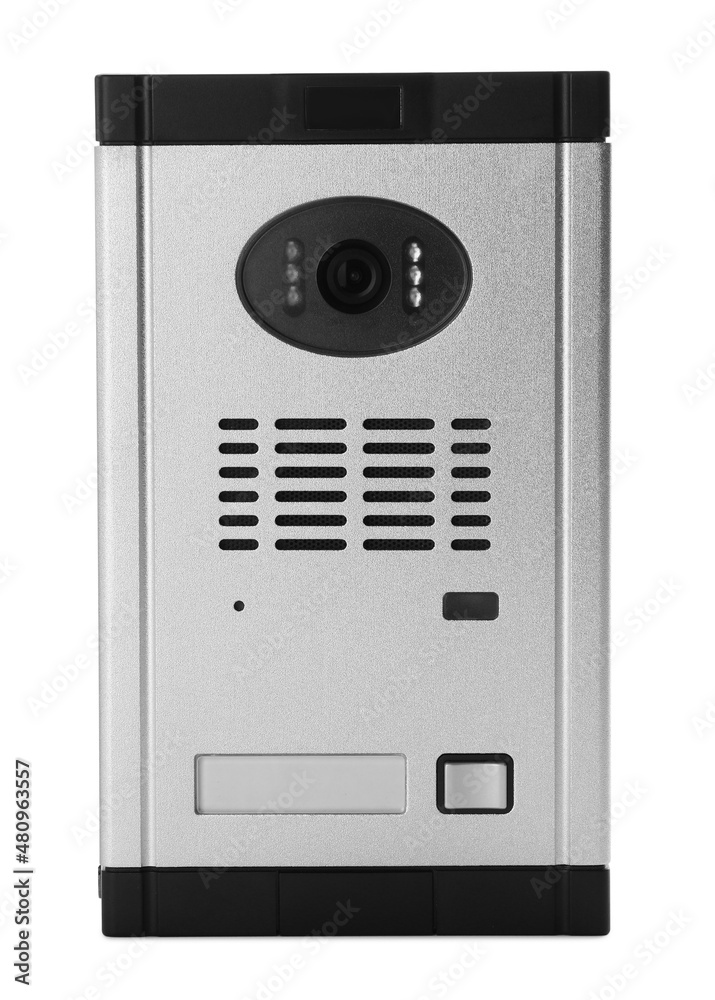 Door station of modern intercom isolated on white Door station of modern intercom isolated on white