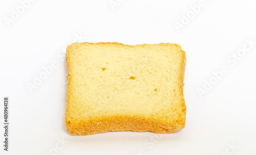 a slice of toasted bread isolated on a white background